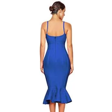 Maketina Women's Mermaid Spaghetti Strap V Neck Bodycon Dress - Stunning Evening Wear