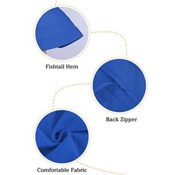 Maketina Women's Mermaid Spaghetti Strap V Neck Bodycon Midi Cocktail Bandage Dress Blue XL