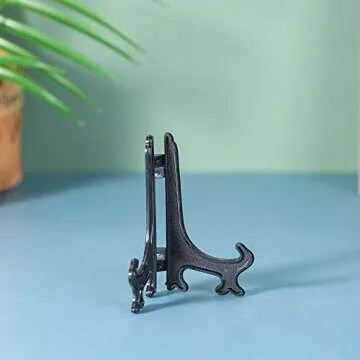 Artliving 4 Inch Black 12pcs/Set Plastic Easels Plate Display Stands Picture Frame Stand Holder