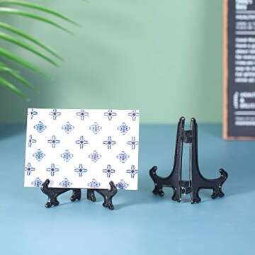 Artliving 4 Inch Black 12pcs/Set Plastic Easels Plate Display Stands Picture Frame Stand Holder