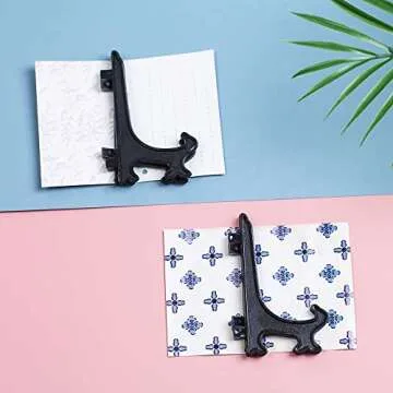 Artliving 4 Inch Black 12pcs/Set Plastic Easels Plate Display Stands Picture Frame Stand Holder