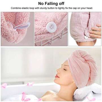 Hair Towel Wrap Turban Microfiber, Hair Drying Towels Quick Dry Hair Hat Drying Shower Head Towels Wrapped Bath Cap Anti Frizz Hair Care Dryer Towel for Women Girl Wet/Long/Curly/Thick Hair (3Pack)