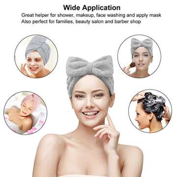 Hair Towel Wrap Turban Microfiber, Hair Drying Towels Quick Dry Hair Hat Drying Shower Head Towels Wrapped Bath Cap Anti Frizz Hair Care Dryer Towel for Women Girl Wet/Long/Curly/Thick Hair (3Pack)