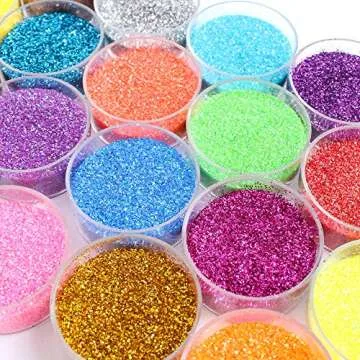 Extra Fine Glitter Powder for Craft, 24 Colors Holographic Cosmetic Laser Glitter for Nail Body Eye ...