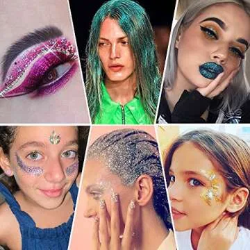 Extra Fine Glitter Powder for Craft, 24 Colors Holographic Cosmetic Laser Glitter for Nail Body Eye Hair Face Lip Gloss, Iridescent Glitter Powder for Tumbler and Makeup (24 Fine)