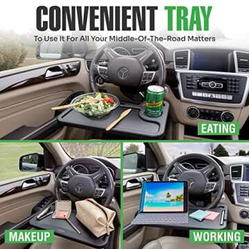 Lebogner Steering Wheel Tray - Multi-Purpose Car Food & Desk Tray