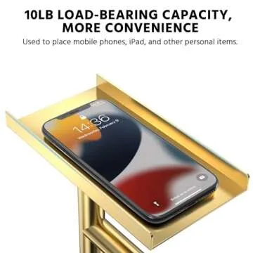 CISILY Golden Toilet Paper Holder Stand with Phone Shelf, Bathroom Toliet Decor Decoration Tissue Pa...