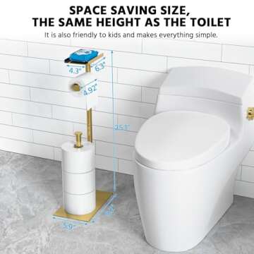 CISILY Golden Toilet Paper Holder Stand with Phone Shelf, Bathroom Toliet Decor Decoration Tissue Paper Roll Holder Free Standing Storage, Rv Accessories, Apartment Restroom Household Home Essentials