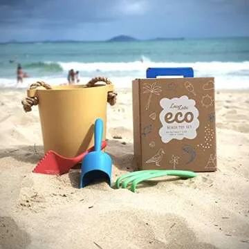 LoveLotte Eco Beach Toy Set for Toddlers & Kids | Biodegradable Natural Bamboo Fiber Sand Toys | Non Plastic Beach Toys for Boys & Girls of Any Age