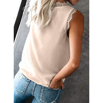 Stylish Lace Trim V Neck Tank Tops for Women