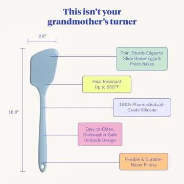 GIR: Get It Right - Premium Mini Silicone Spatula Turner - 11" x 2.6" x 0.7" - Seamless One Piece Design - Nonstick & Heat Resistant - Food Grade - Rubber Spatula - Baking & Cooking - BPA-Free - Slate