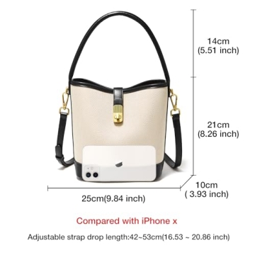 FOXLOVER Elegant Small Bucket Handbag for Women