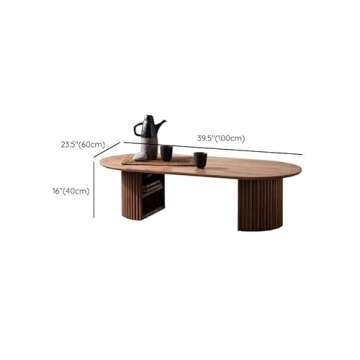 CraftThink Coffee Table, Modern Solid Wood Coffee Table Sled Cocktail Table with 2 Legs Side Table C...