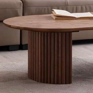 CraftThink Coffee Table, Modern Solid Wood Coffee Table Sled Cocktail Table with 2 Legs Side Table Coffee Table for Living Room- Oval 39.5" L x 23.5" W x 16" H Natural