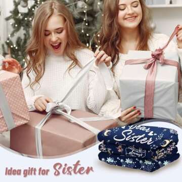 BeneCharm Sister Gifts Blanket, Sisters Gifts from Sister on Mother's Day, Blanket Present for Sisters on Valentine's Day, Happy Birthday Sister, to My Sister Gift Throw Blanket 60'' x 50''