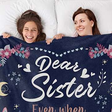 BeneCharm Sister Gifts Blanket, Sisters Gifts from Sister on Mother's Day, Blanket Present for Sisters on Valentine's Day, Happy Birthday Sister, to My Sister Gift Throw Blanket 60'' x 50''