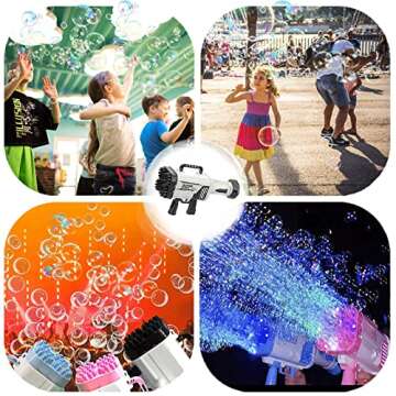 VERSDITAS 64-Hole Gatling Bubble Gun, Rocket Launcher Bubble Machine Gun, Blows Out Thousands of Bub...