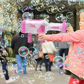 VERSDITAS 64-Hole Gatling Bubble Gun, Rocket Launcher Bubble Machine Gun, Blows Out Thousands of Bubbles per Minute, Suitable for Children and Adults, Perfect for Indoor and Outdoor Birthday Parties.