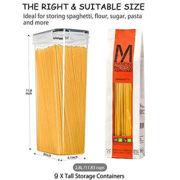 Wildone Airtight Food Storage Containers Set of 9 BPA Free Cereal & Dry Food Storage Containers 2.8L...