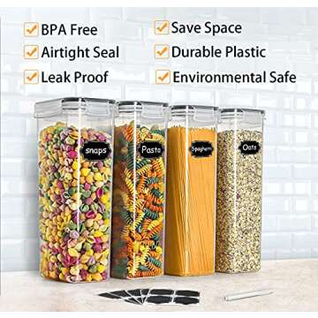 Wildone Airtight Food Storage Containers Set of 9 BPA Free Cereal & Dry Food Storage Containers 2.8L / 11.83 cups for Sugar, Flour, Snack, Baking Supplies, with 20 Chalkboard Labels & 1 Marker