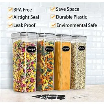 Wildone Airtight Food Storage Containers Set of 9 BPA Free Cereal & Dry Food Storage Containers 2.8L / 11.83 cups for Sugar, Flour, Snack, Baking Supplies, with 20 Chalkboard Labels & 1 Marker
