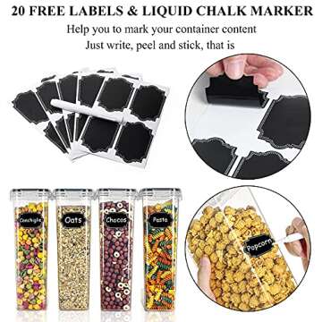 Wildone Airtight Food Storage Containers Set of 9 BPA Free Cereal & Dry Food Storage Containers 2.8L / 11.83 cups for Sugar, Flour, Snack, Baking Supplies, with 20 Chalkboard Labels & 1 Marker