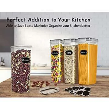 Wildone Airtight Food Storage Containers Set of 9 BPA Free Cereal & Dry Food Storage Containers 2.8L / 11.83 cups for Sugar, Flour, Snack, Baking Supplies, with 20 Chalkboard Labels & 1 Marker