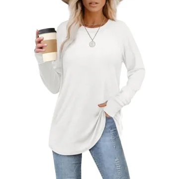 White Long Sleeve Yoga Tops for Women 2024