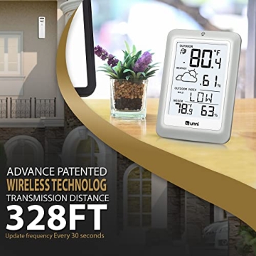 Indoor Outdoor Thermometer & Hygrometer with Backlight Display