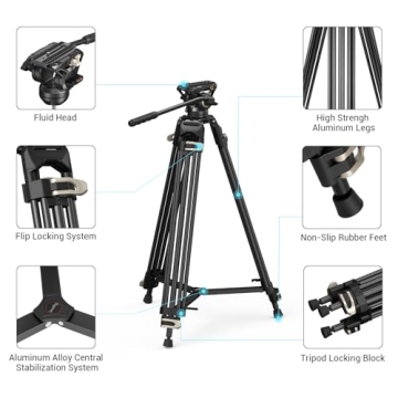SmallRig AD-01 Video Tripod - 73" Heavy Duty Tripod Perfect for Filmmakers