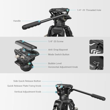 SmallRig AD-01 Video Tripod - 73" Heavy Duty Tripod Perfect for Filmmakers