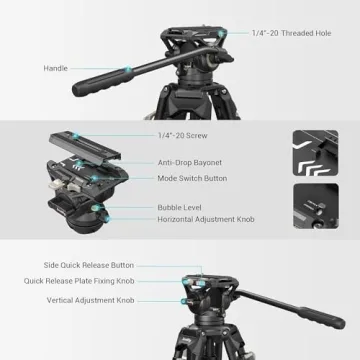SmallRig AD-01 Video Tripod - 73" Heavy Duty Tripod Perfect for Filmmakers