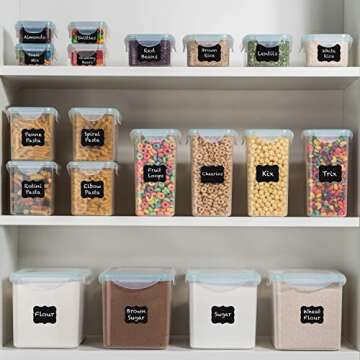 Razab TALL WIDE DEEP Food Storage Containers - Sugar, Flour Plastic Containers 20 pc (set of 10) - 18 FREE Labels & Marker - Airtight, Leakproof, BPA Free - Microwave, Freezer & Dishwasher Safe
