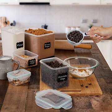 Razab TALL WIDE DEEP Food Storage Containers - Sugar, Flour Plastic Containers 20 pc (set of 10) - 18 FREE Labels & Marker - Airtight, Leakproof, BPA Free - Microwave, Freezer & Dishwasher Safe