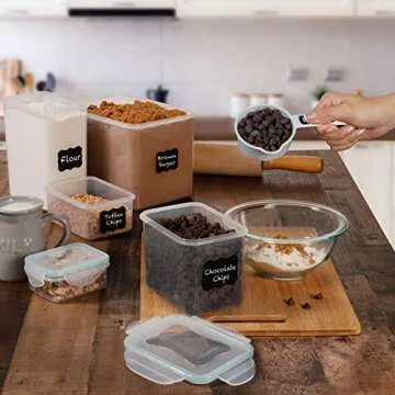 Razab TALL WIDE DEEP Food Storage Containers - Sugar, Flour Plastic Containers 20 pc (set of 10) - 18 FREE Labels & Marker - Airtight, Leakproof, BPA Free - Microwave, Freezer & Dishwasher Safe