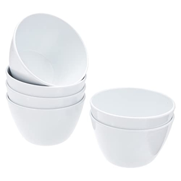 8 oz Round Melamine Bowl Set - 6 White Bowls