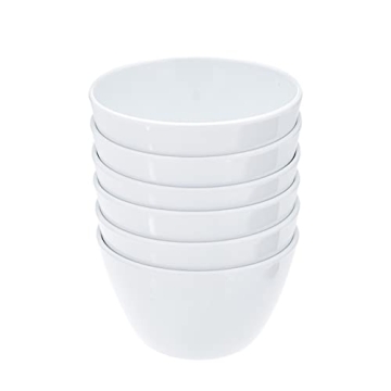 8 oz Round Melamine Bowl Set - 6 White Bowls