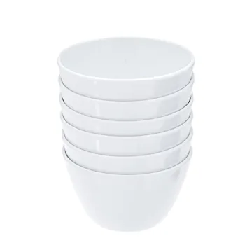 8 oz Round Melamine Bowl Set - 6 White Bowls