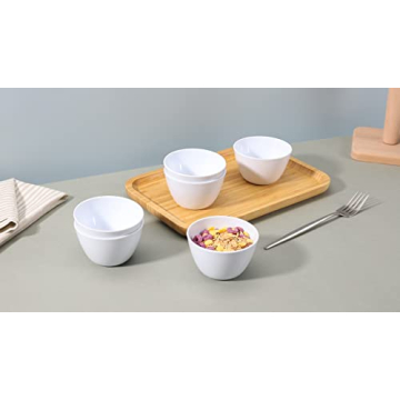 8 oz Round Melamine Bowl Set - 6 White Bowls
