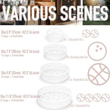 GIVMOR COLOS Acrylic Flower Vase 12-in Dia - Low-Profile Clear Vase with 31+18 Holes for Floral Arra...