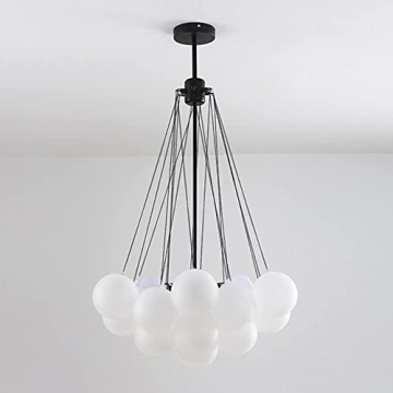 LITFAD Modern White Glass Chandelier for Living Space