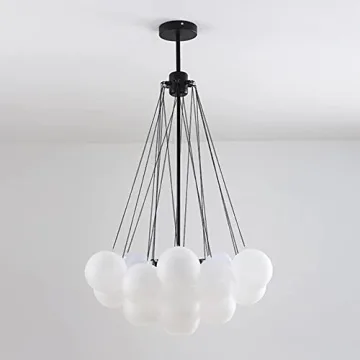 LITFAD Modern White Glass Chandelier for Living Space