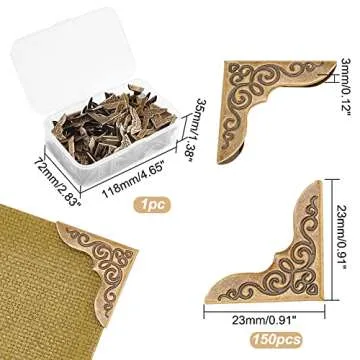 Vintage Book Corner Protectors 150pcs Decorative Iron