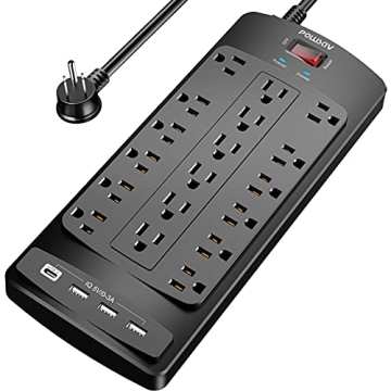 Surge Protector Power Strip with 18 Outlets & USB