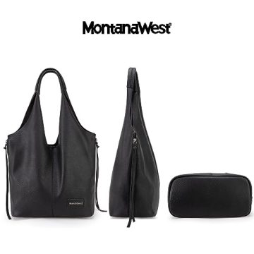 Montana West Black Hobo Bag Stylish Vegan Leather Tote
