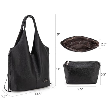 Montana West Black Hobo Bag Stylish Vegan Leather Tote