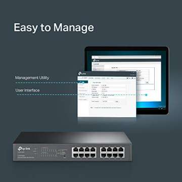 TP-Link TL-SG1016PE | 16 Port Gigabit PoE Switch | Easy Smart Managed | 8 PoE+ Ports @150W | Plug & Play | Sturdy Metal w/ Shielded Ports | QoS, Vlan, IGMP & LAG | 3 Year Manufacturer Warranty