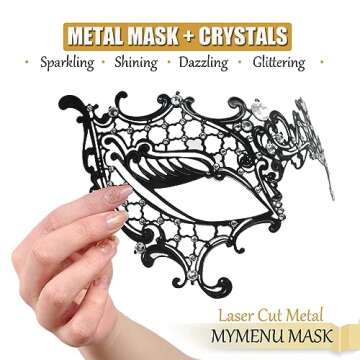 MYMENU Stylish Rhinestone Venetian Masquerade Mask