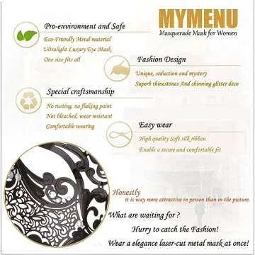 MYMENU Stylish Rhinestone Venetian Masquerade Mask