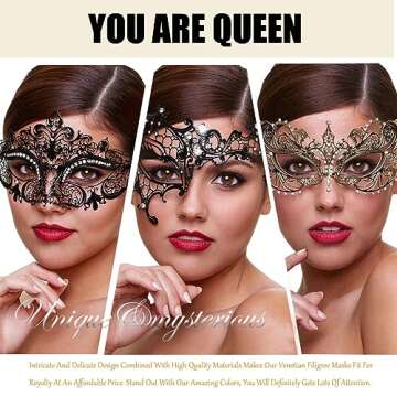 MYMENU Stylish Rhinestone Venetian Masquerade Mask